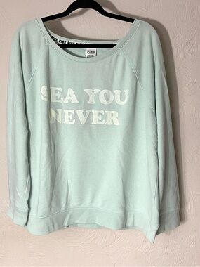 PINK Victoria's Secret Pale Mint Crewneck Sweatshirt Sea You Never